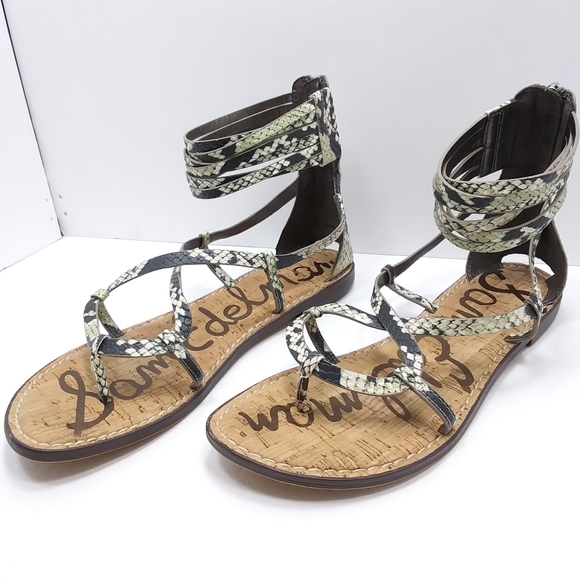 SAM EDELMAN Glenda Split Toe Python Gladiator Sandals EUC - Picture 11 of 13
